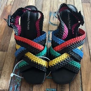 Donald J. Pliner Woven Rainbow Heels Sz 6
